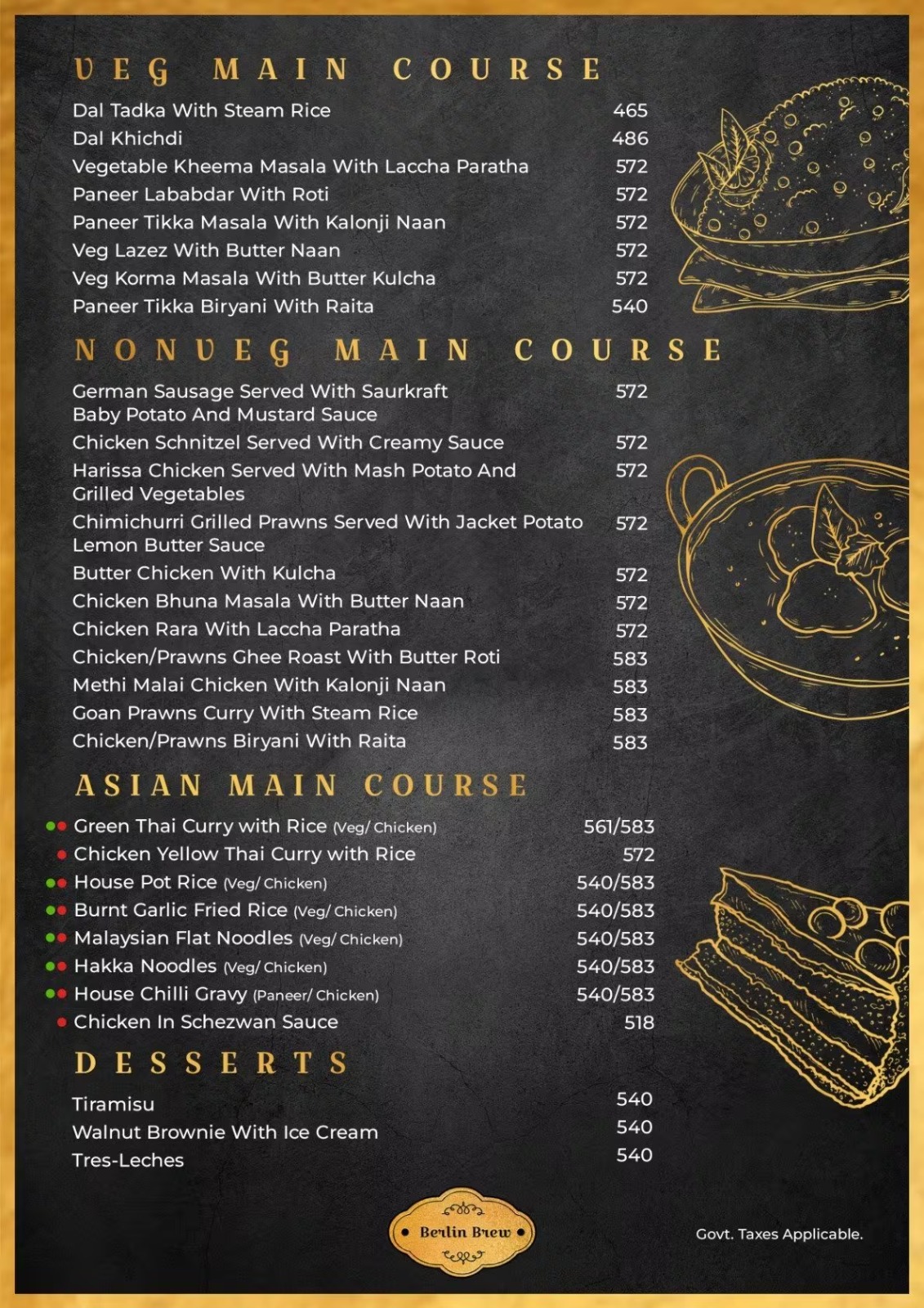Berlin Brew Mains menu