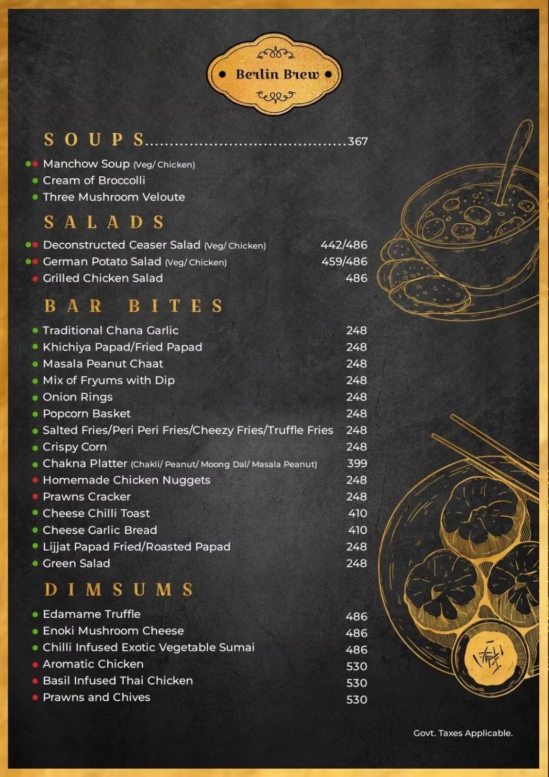 Berlin Brew Soups, Salads & Dimsums menu